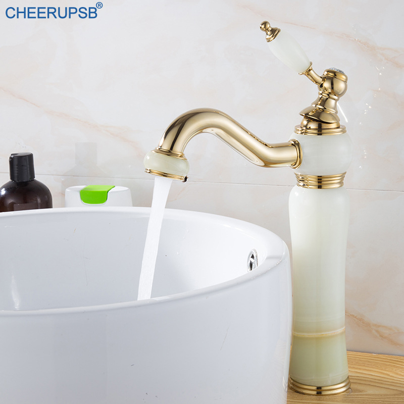 Luxury Nature Jade Basin Faucet Bathroom Hot Cold Water Mixer Tap Single Handle Deck Mounted Swivel Faucets Antique Gold Grifos
Luxury Nature Jade Basin Faucet Bathroom Hot Cold Water Mixer Tap Single Handle Deck Mounted Swivel Faucets Antique Gold Grifos