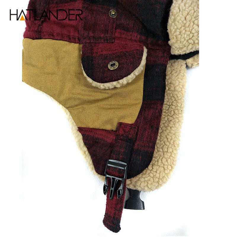[HATLANDER]Outdoor earflap bomber hats for men women thick Russian Ushanka aviator trooper snow ski berber fleece winter hat cap T200819