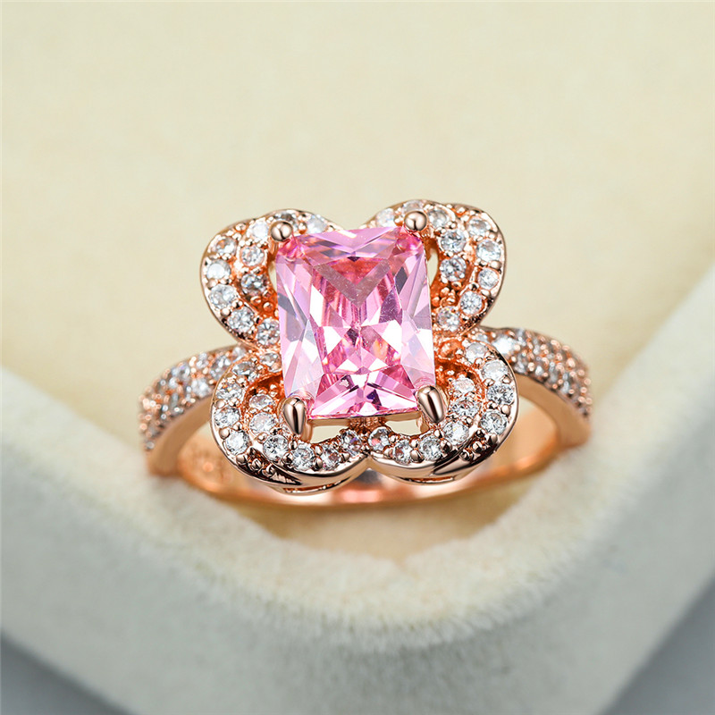 Luxury Female Princess Pink Crystal Ring Charm Rose Gold Color Wedding Rings For Women Square Zircon Butterfly Engagement Ring
Luxury Female Princess Pink Crystal Ring Charm Rose Gold Color Wedding Rings For Women Square Zircon Butterfly Engagement Ring