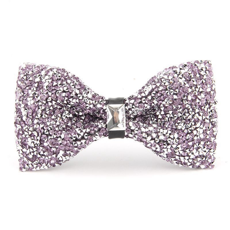 Sparkly Rhinestone Banquet Wedding Bow Tie Fashion Mens Diamond Bow Ties Real Photos In Stock Free Shipping