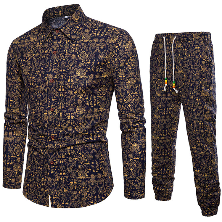 2020 Cotton Full Length Gold Pattern Printed Casual Shirts Suits Slim Fit 5XL New Arrival Chinese Style Men's Set Shirt+Pants
2020 Cotton Full Length Gold Pattern Printed Casual Shirts Suits Slim Fit 5XL New Arrival Chinese Style Men's Set Shirt+Pants
