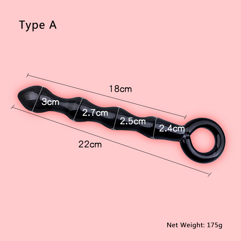 Black Crystal Anal Beads Glass Butt Plug Gay Sex toy Prostata Massage Vaginal Dildo Adult Sex Toys For Men Woman Y200422