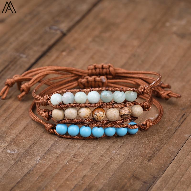 Natural Blue Trquoises 6mm Beads Cord Knotted Handmade Adjustable Bracelet Women Natural Stone Beads Braided Bracelet N0436AMB
Natural Blue Trquoises 6mm Beads Cord Knotted Handmade Adjustable Bracelet Women Natural Stone Beads Braided Bracelet N0436AMB