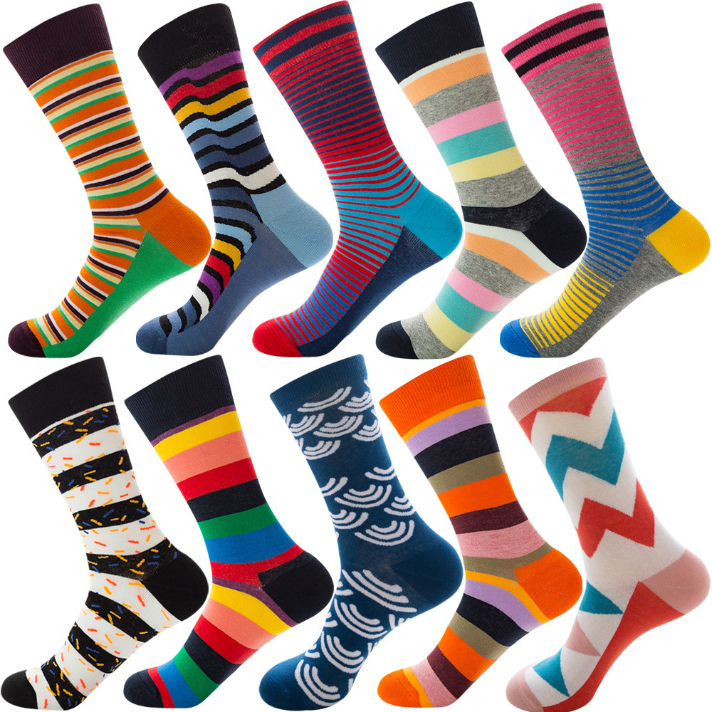 Big Size Colorful Cotton Socks Men Christmas Striped Dot Animal Fruit Food Casual Fashion Winter Crew Socks Funny Men Socks 200924