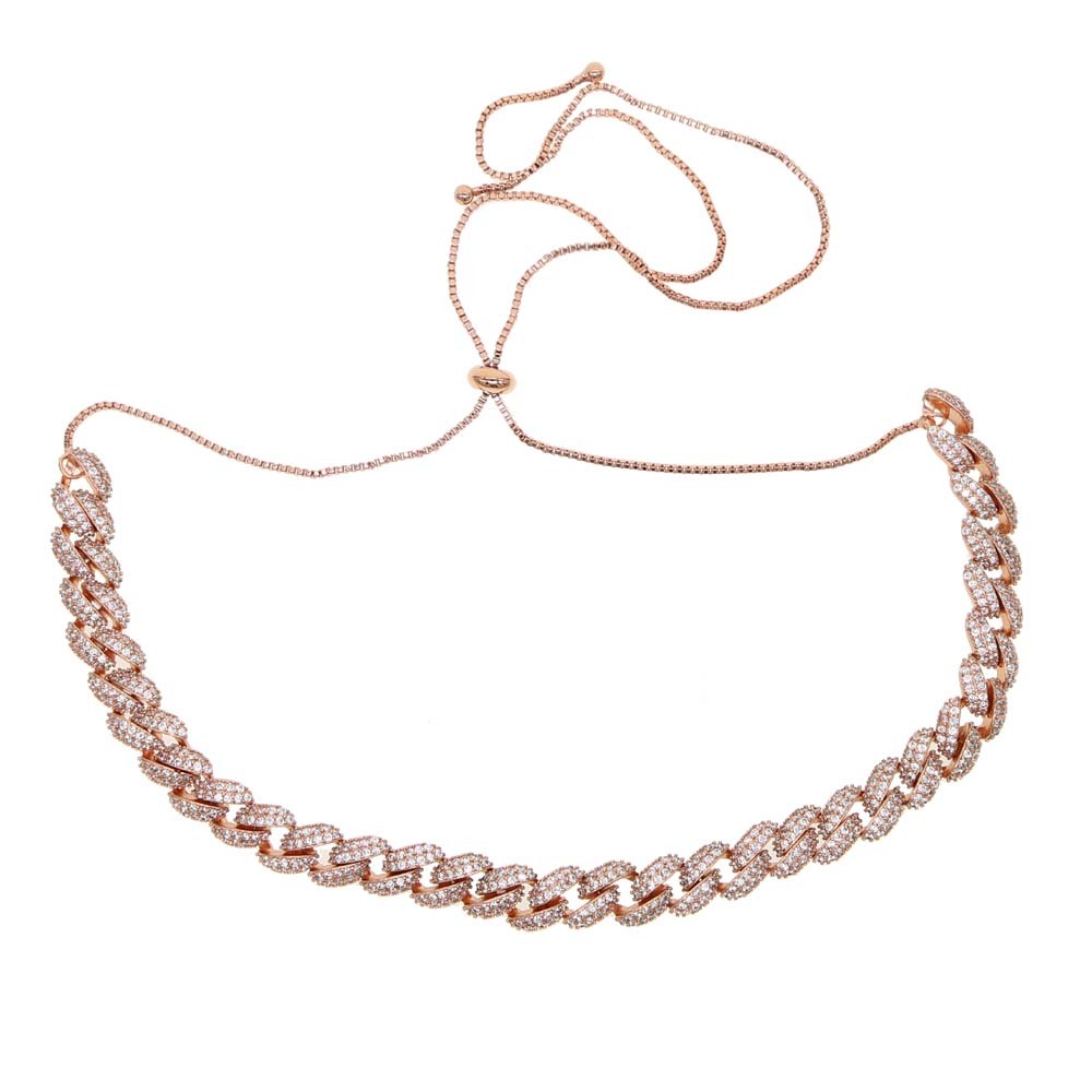 new gold filled iced out hiphop bling wide Miami Curb Cuban Link Chain rock CZ butterfly choker women chain adjust size necklace T200824