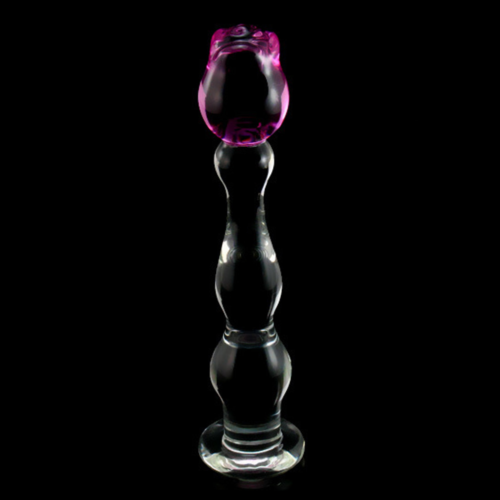 DOMI 21 * 3cm de glace et de la série Le feu Rose Flower Design Verre Femmes Dildo adulte Butt Plug Anal Sex Toys Y200422
