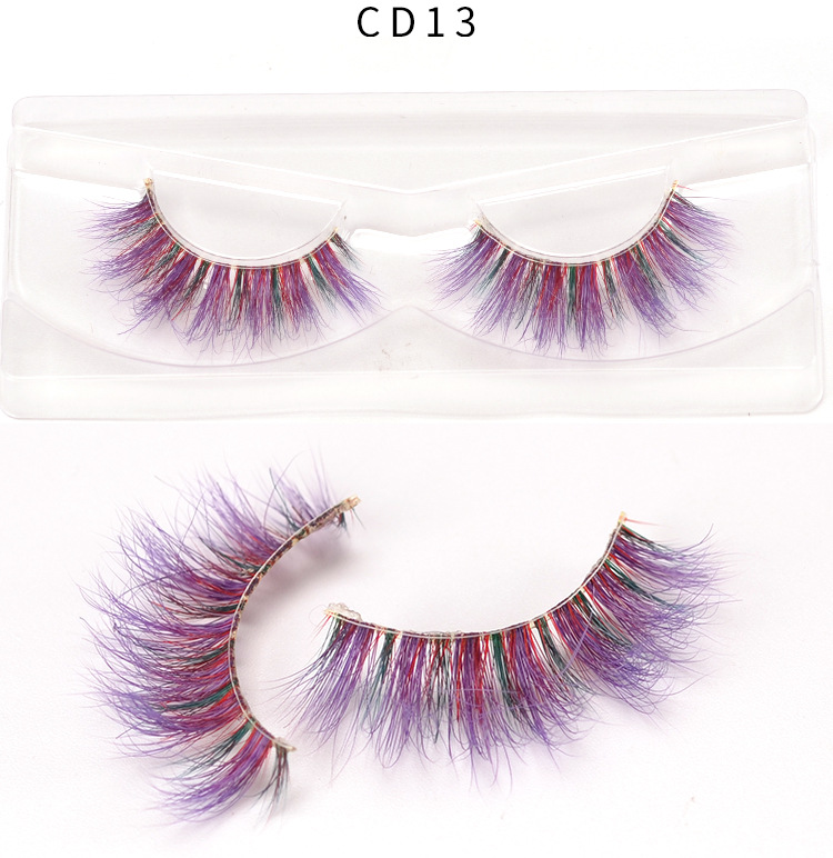 Colorful 3D mink hair eyelashes cross false eyelashes beauty eye tools makeup manufacturers individual