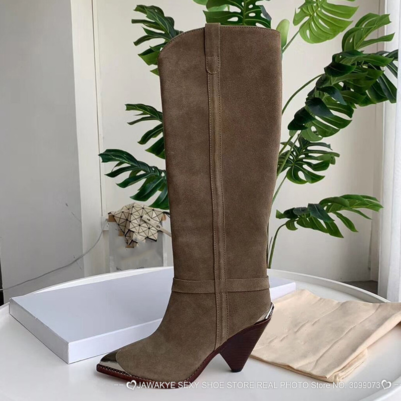 Designer Rhinestone Suede Knee High Boots for Women Metal point Toe gemstone Spike High heel Boots Cowboy Long Knight, Nude
Designer Rhinestone Suede Knee High Boots for Women Metal point Toe gemstone Spike High heel Boots Cowboy Long Knight, Nude