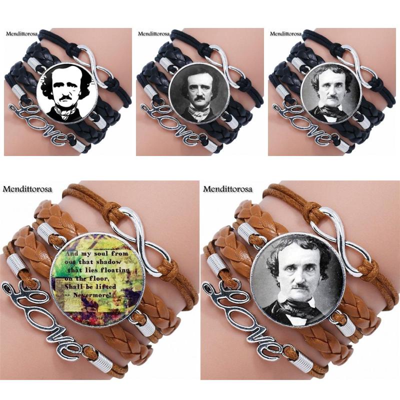 EJ Glaze Edgar Allan Poe Portraits For Unisex Hot Sale Glass Cabochon Multilayer Black/Brown Leather Bracelet Bangle
EJ Glaze Edgar Allan Poe Portraits For Unisex Hot Sale Glass Cabochon Multilayer Black/Brown Leather Bracelet Bangle