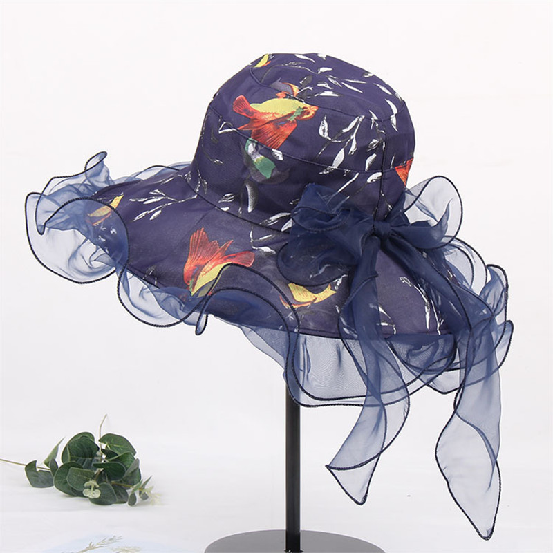 2020 New Summer women's British style wide-brimmed Flower Mesh covered sun hat Beach bucket cap
2020 New Summer women's British style wide-brimmed Flower Mesh covered sun hat Beach bucket cap