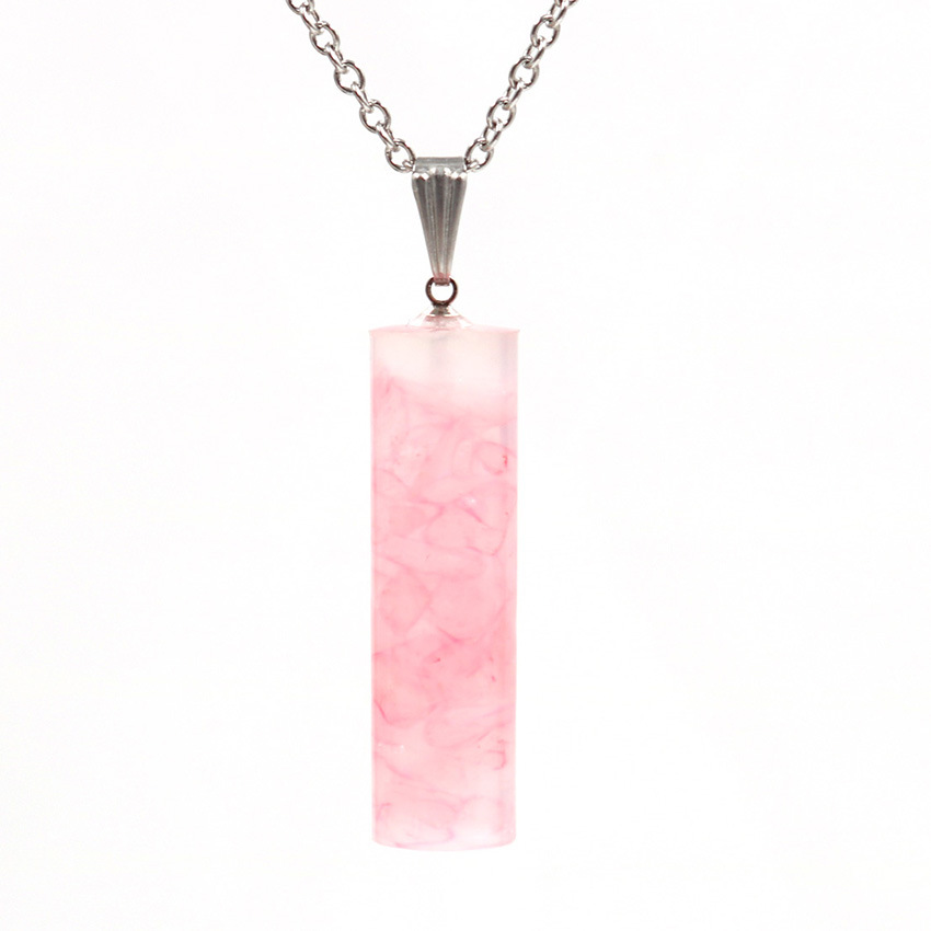 QIMOSHI Handmade Raw Quartz Column Pendant Necklace for Women Men Crystal Point Pendants Jewelry