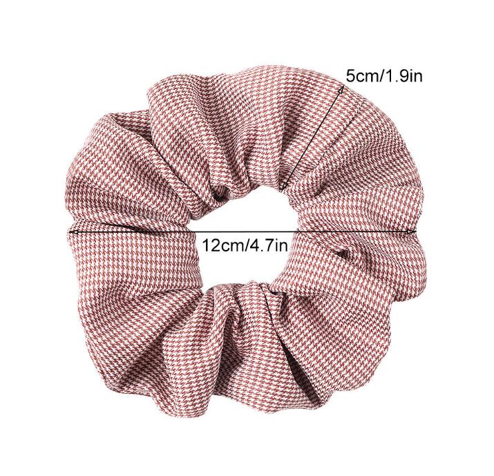 Spring and Autumn Cross-border Striped Polka Dot Polka Dot Houndstooth Large Intestine Hair Tie Fabric Head Flower Hair Ornament LY028