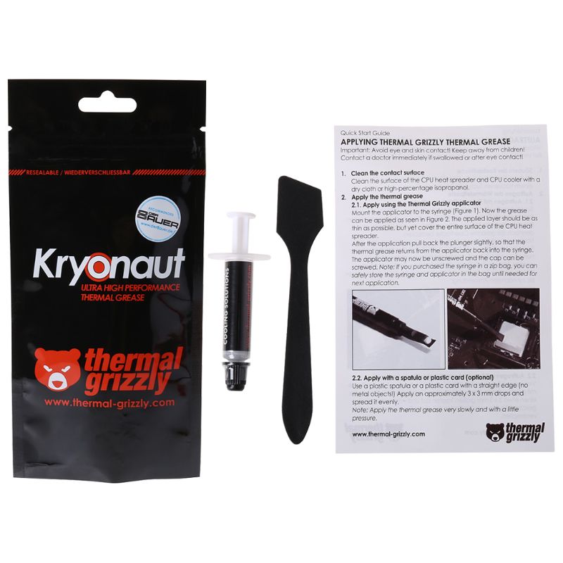 

Thermal Grizzly Kryonaut 1g for CPU AMD Intel Processor Heatsink Fan Compound Cooling Thermal Paste Cooler Grease