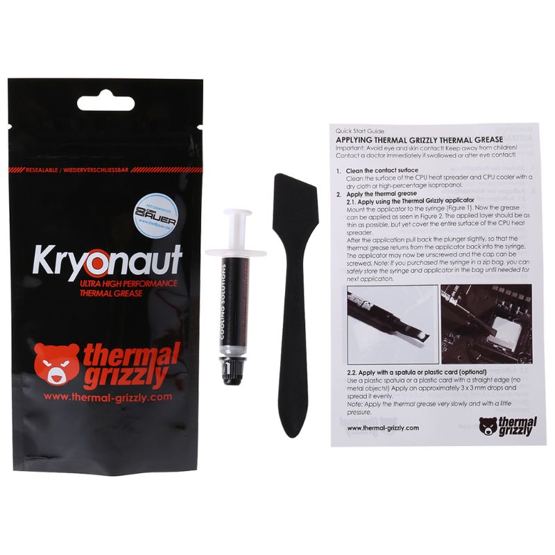 Thermal Grizzly Kryonaut 1g for CPU AMD Intel Processor Heatsink Fan Compound Cooling Thermal Paste Cooler Grease
Thermal Grizzly Kryonaut 1g for CPU AMD Intel Processor Heatsink Fan Compound Cooling Thermal Paste Cooler Grease