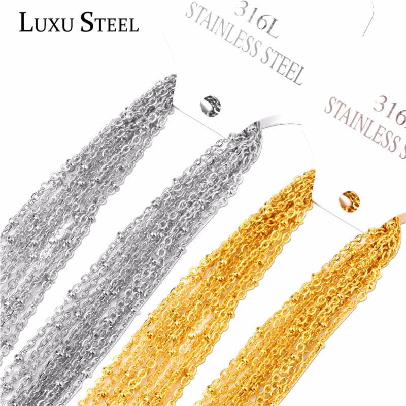 LUXUSTEEL Gold/Steel Beaded Chain Necklaces Women/Men 10pcs/lot Stainless Steel Length 45-60cm Width 2mm Link Chain Jewelry Gift
LUXUSTEEL Gold/Steel Beaded Chain Necklaces Women/Men 10pcs/lot Stainless Steel Length 45-60cm Width 2mm Link Chain Jewelry Gift