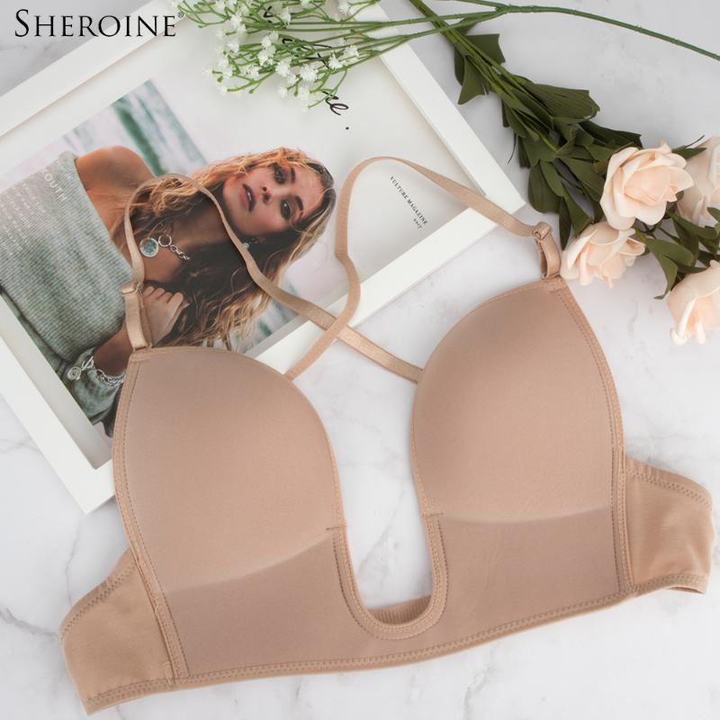 Sheroine Sexy Satin Invisible Plunge Bra Women Deep U Backless Bras U Shape Multi-way Low Cut Push Up Brassiere Dress underwear, Color black bra
Sheroine Sexy Satin Invisible Plunge Bra Women Deep U Backless Bras U Shape Multi-way Low Cut Push Up Brassiere Dress underwear, Color black bra