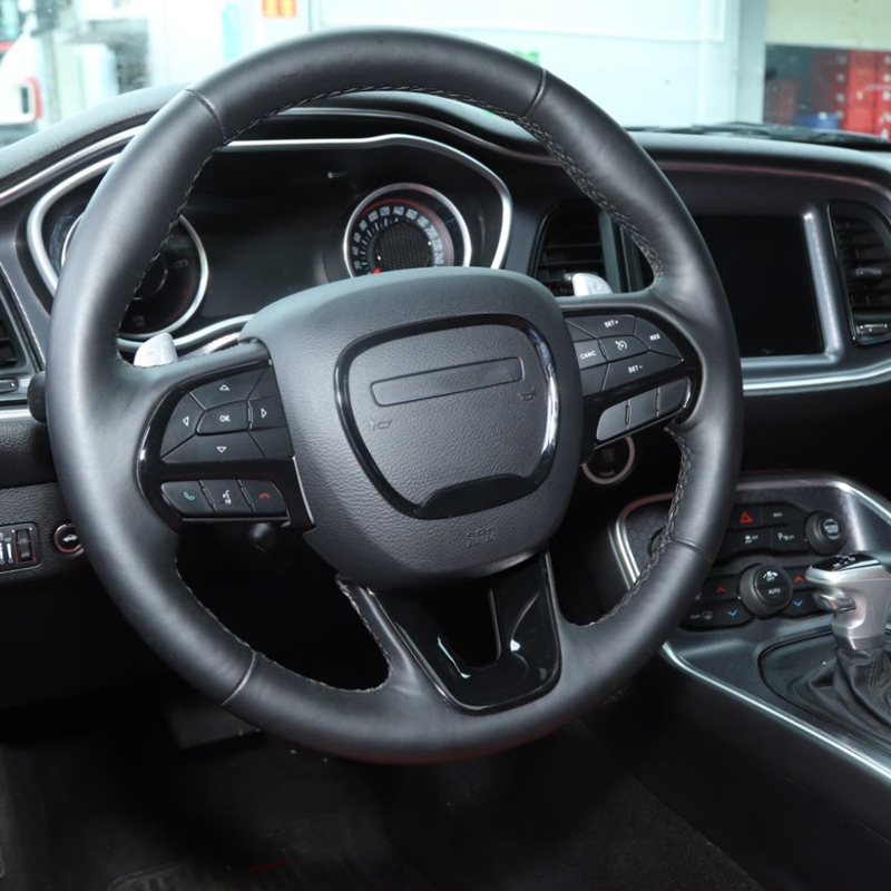 Black ABS Car Steering Wheel Trim Emblem Kit Sticker Decoration Cover for Dodge Charger 2015+ Interior Accessories