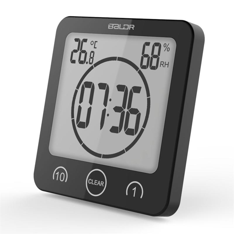 LCD Screen Digital Wall Clock Bathroom Temperature Humidity Countdown Timer Watches Wash Shower Hanging Alarm Clocks Waterproof