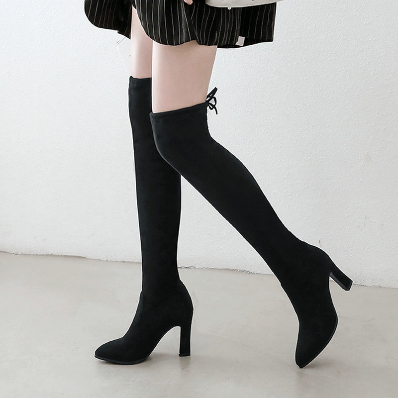 Women Winter Over The Knee Boots Stretch Faux Suede Square High Heel Long Boots Fashion Pointed Toe Knee High Big Size 43, Black
Women Winter Over The Knee Boots Stretch Faux Suede Square High Heel Long Boots Fashion Pointed Toe Knee High Big Size 43, Black