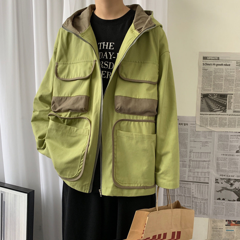 Cotton Casual Jacket Men's Fashion Solid Color Multi-pocket Tooling Jackets Mens Streetwear Loose Hip Hop Bomber Jacket Men, Green
Cotton Casual Jacket Men's Fashion Solid Color Multi-pocket Tooling Jackets Mens Streetwear Loose Hip Hop Bomber Jacket Men, Green