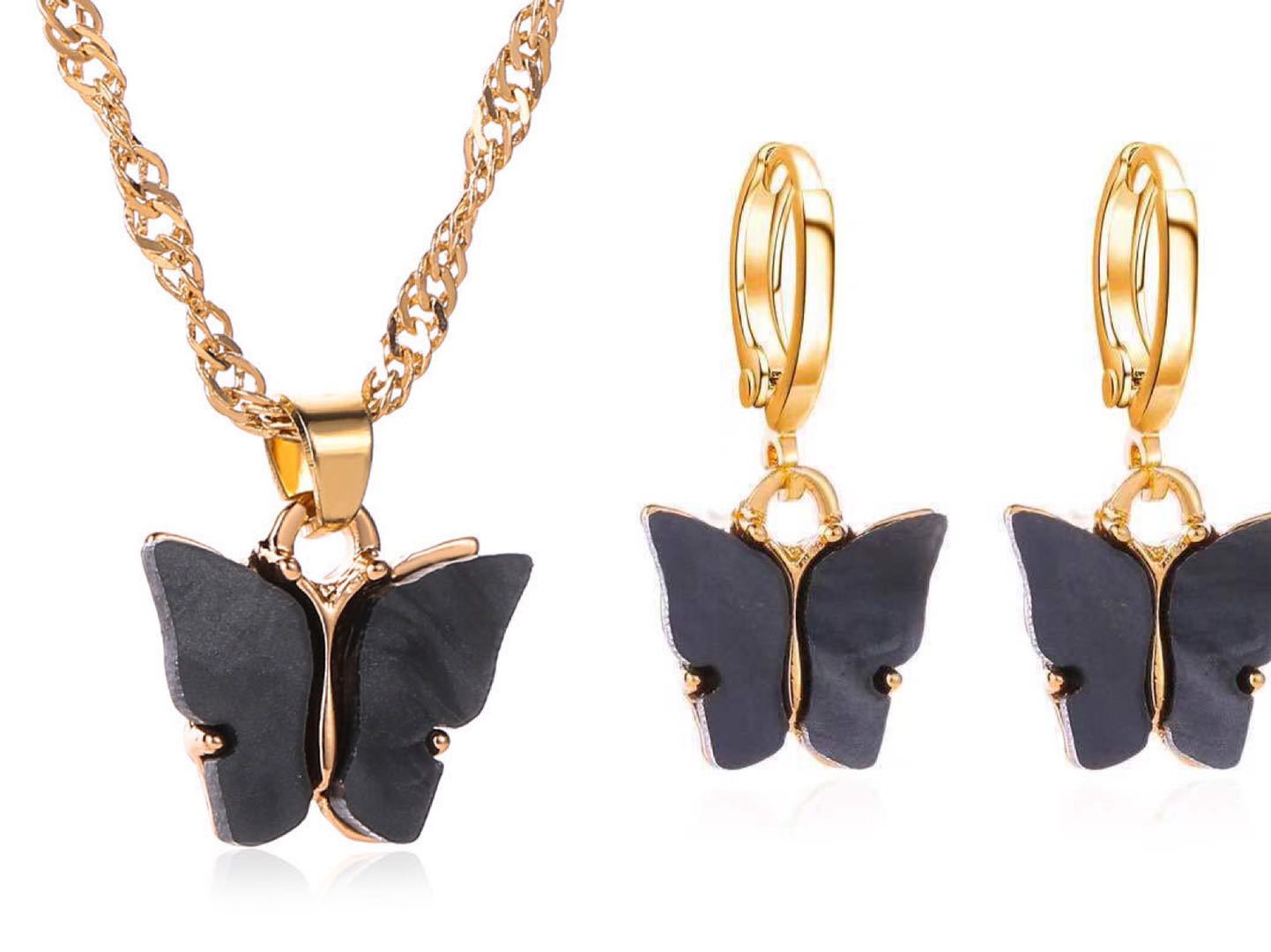 Trend Butterfly Women's Earrings Necklaces For women Set Acrylic Butterfly Earrings 2020 Fashion Animal Colorful Jewelry