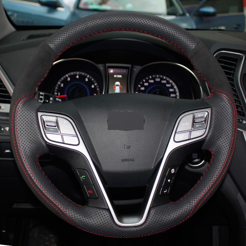 Black Genuine Leather Suede Hand-stitched Car Steering Wheel Cover for Santa Fe 2013 2014 2020 ix45
Black Genuine Leather Suede Hand-stitched Car Steering Wheel Cover for Santa Fe 2013 2014 2020 ix45
