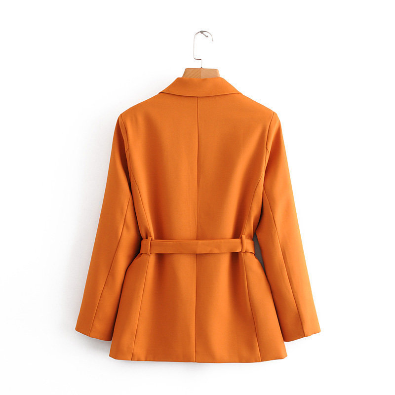 Women's suit pants set high quality 2019 new autumn slim waistband yellow ladies small suit jacket Casual trousers set of two T200818