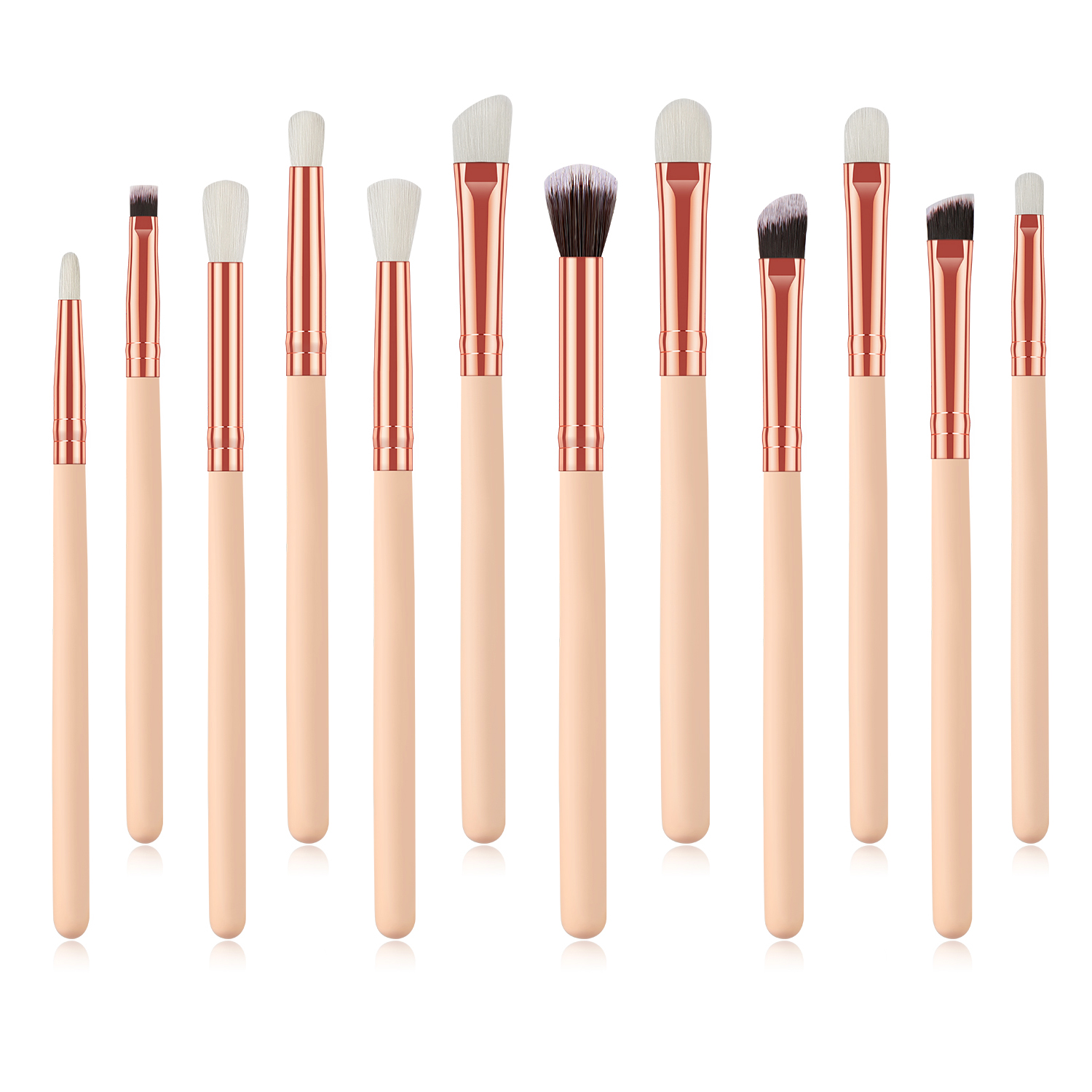 Amazon Popular 12pcs Eyes makeup brushes set wooden handle Eyebrow brushes eye shadow brushes pinceles de maquillaje