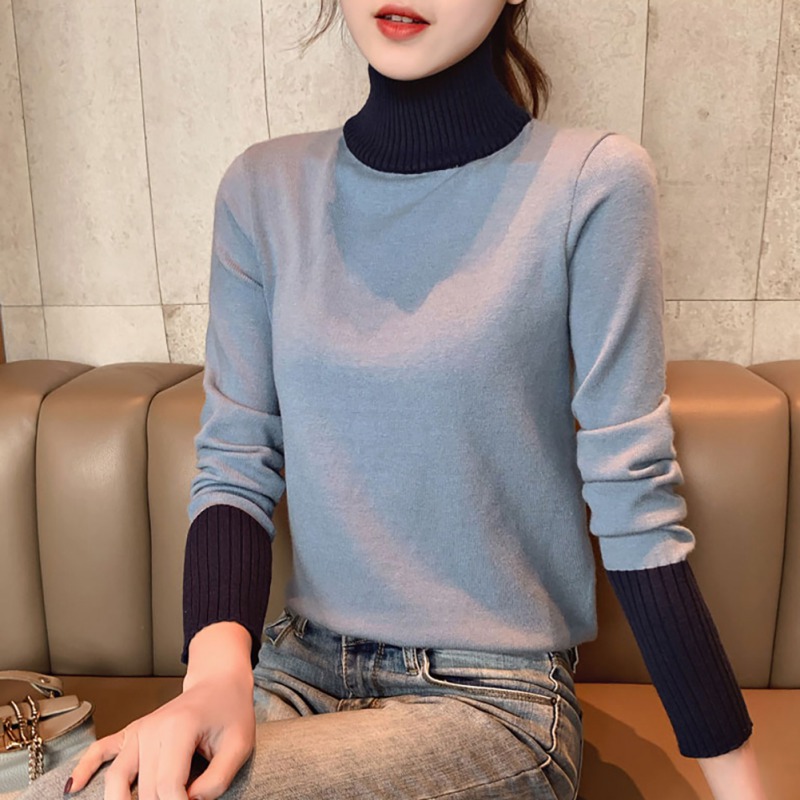 Blackday Bottom Sweater Women Autumn Winter Color Matching Slim Long-Sleeved High Collar Slim Bottom Sweater HotNew, Blue
Blackday Bottom Sweater Women Autumn Winter Color Matching Slim Long-Sleeved High Collar Slim Bottom Sweater HotNew, Blue