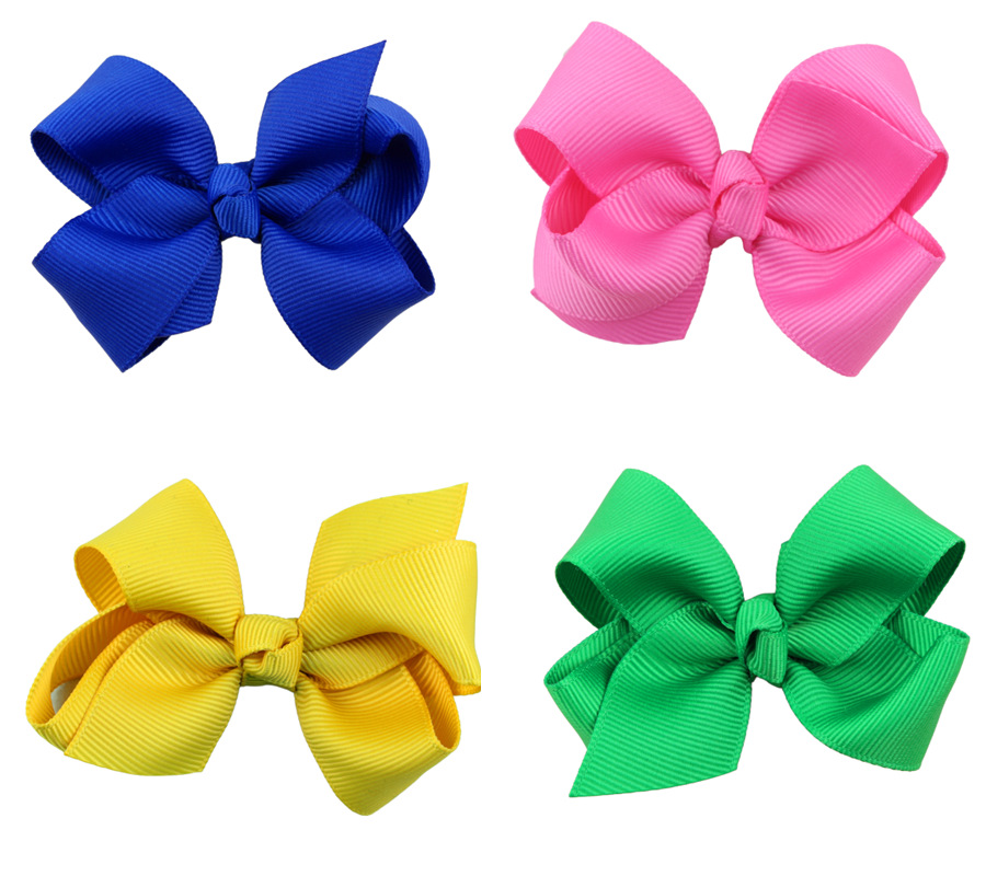 200 pcs hot sale Korean 3 INCH Grosgrain Ribbon Hairbows Baby Girl Accessories With Clip Boutique Hair Bows Hairpins Hair ties
