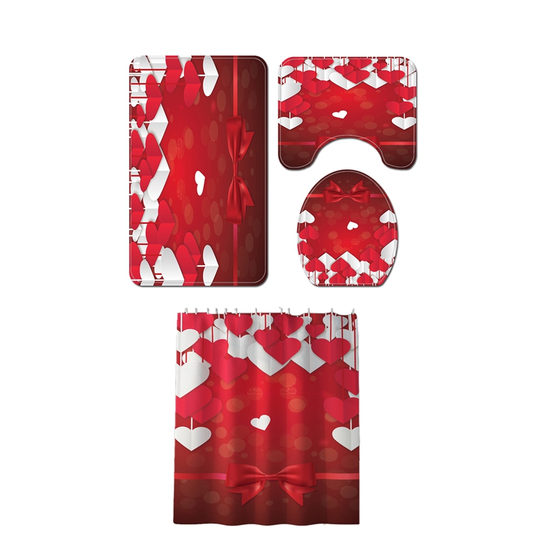 4Pcs Non-Slip Toilet Cover Cover Set Bathroom Shower Curtain Door Cushion Decorative Toilet Seat Water Tank Carpet Red
4Pcs Non-Slip Toilet Cover Cover Set Bathroom Shower Curtain Door Cushion Decorative Toilet Seat Water Tank Carpet Red