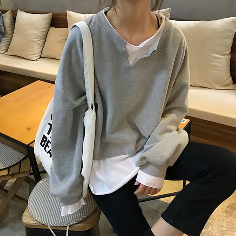Blackday Women Fake Two-piece Stitching Loose Sweater Pullover Fashion Long Sleeve Casual Solid Color Tops Hot New, Brown
Blackday Women Fake Two-piece Stitching Loose Sweater Pullover Fashion Long Sleeve Casual Solid Color Tops Hot New, Brown