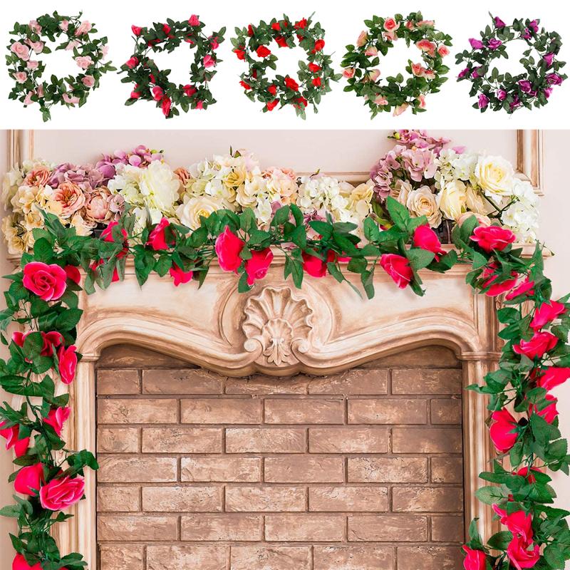 2pcs silk artificial rose vine hanging flowers for wall decoration rattan fake plants leaves garland romantic wedding home, Pink
2pcs silk artificial rose vine hanging flowers for wall decoration rattan fake plants leaves garland romantic wedding home, Pink