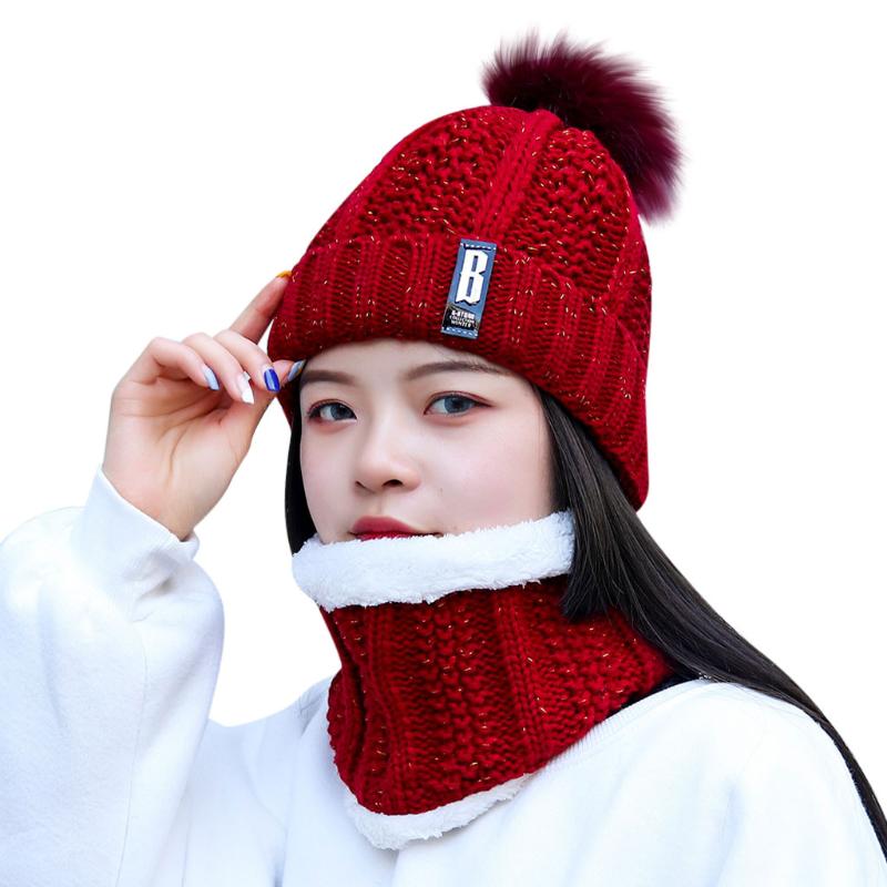 Women's Warm Solid Plus Thicken Scarf And Hat Two-Piece Knit Windproof Cap Fleece Lined Headwear Pompom Hat And Warm scarf, Beige
Women's Warm Solid Plus Thicken Scarf And Hat Two-Piece Knit Windproof Cap Fleece Lined Headwear Pompom Hat And Warm scarf, Beige