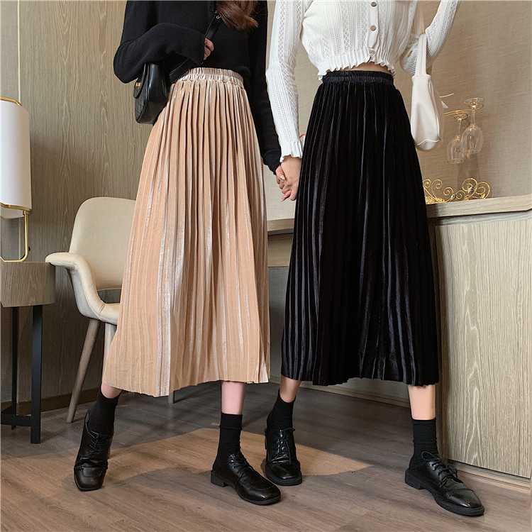 2020 Early Autumn New High Waist Slimming Skirt A- Line Pleuche Skirt Women's Pleated Long Black Fashion
2020 Early Autumn New High Waist Slimming Skirt A- Line Pleuche Skirt Women's Pleated Long Black Fashion