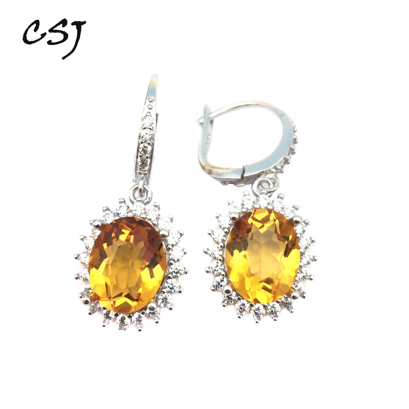 CSJ Citrine quartz gemstone fashion good Earring Sterling 925 Silver oval8*10mm Fine Jewelry For Women Lady engagement Gift
CSJ Citrine quartz gemstone fashion good Earring Sterling 925 Silver oval8*10mm Fine Jewelry For Women Lady engagement Gift