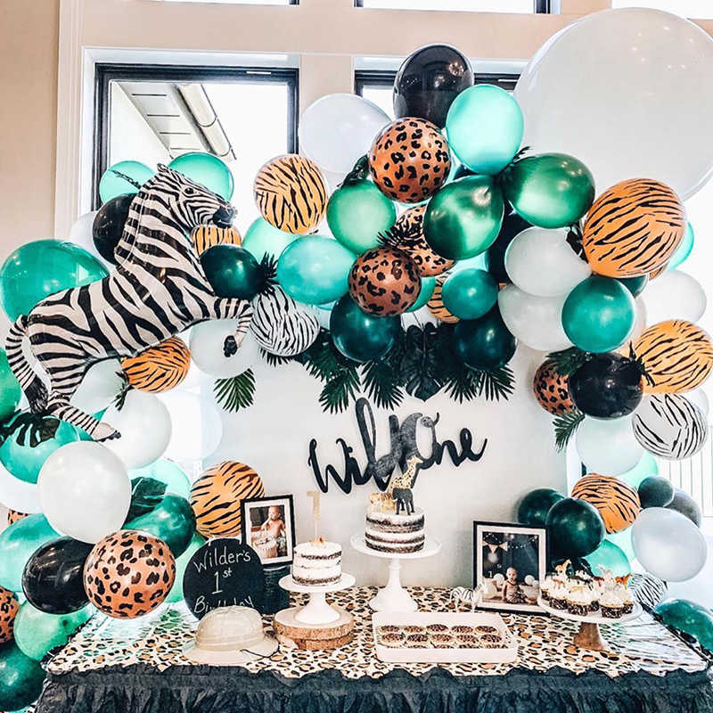 100pcs Jungle Party Balloons Decoration Kit Baby Shower Animal Balloons Arch Kids Birthday Balloon Zoo Themed Party