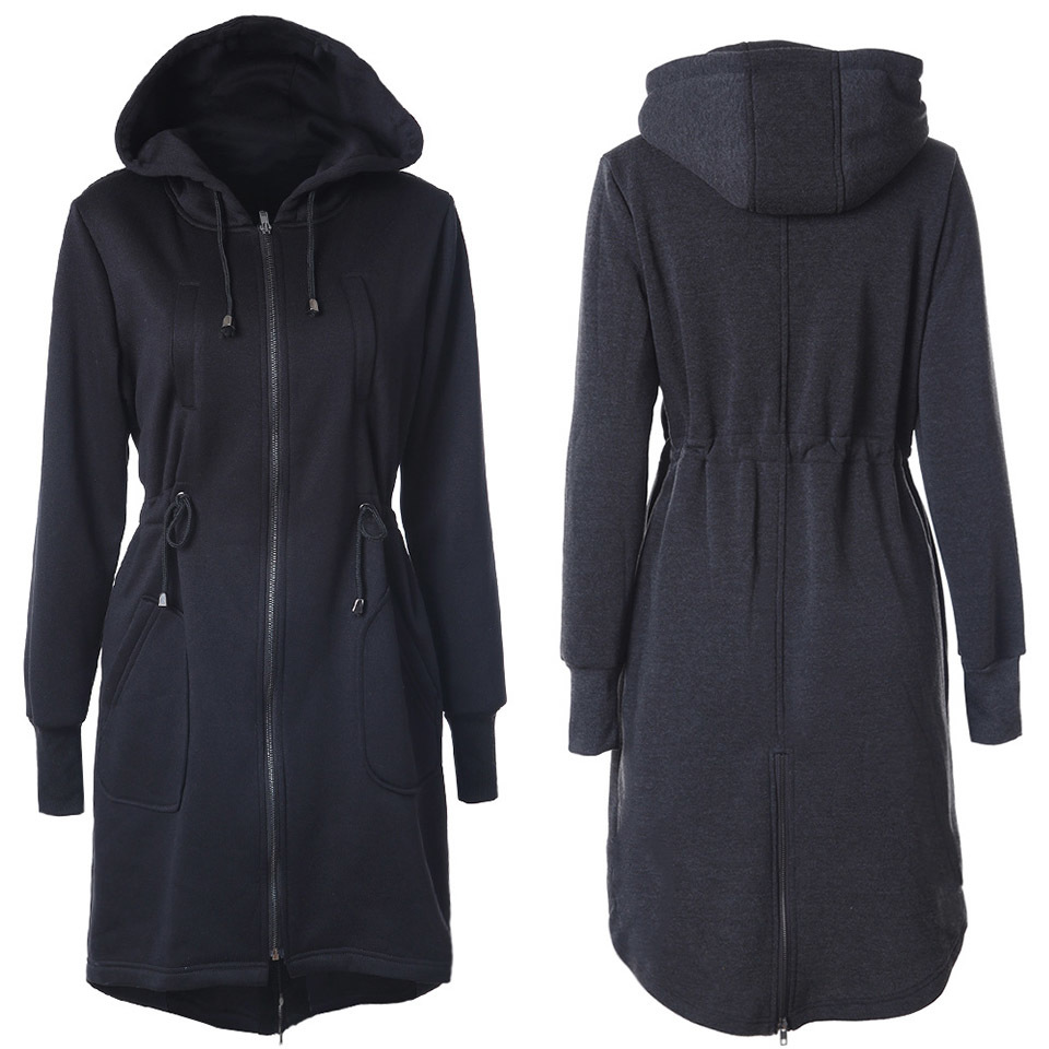 Plain Hooded Sweatshirt Dress Long Zip Up Hoodie 3xl Poleron Mujer 2020 Tunic Long Sleeve Back Zip Longline Hoodie Solid Women MX200812
