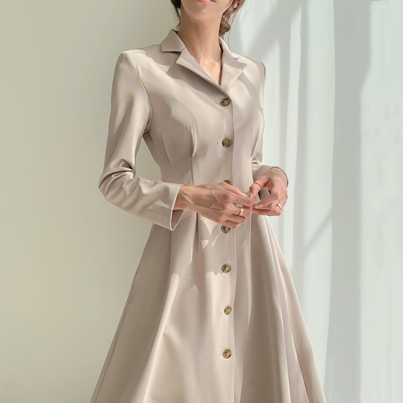 ZCSMLL Korean Chic French Lapel Single-breasted Design Pleated Waist Slimming Mid-length Long-sleeved Dress Women, Apricot
ZCSMLL Korean Chic French Lapel Single-breasted Design Pleated Waist Slimming Mid-length Long-sleeved Dress Women, Apricot