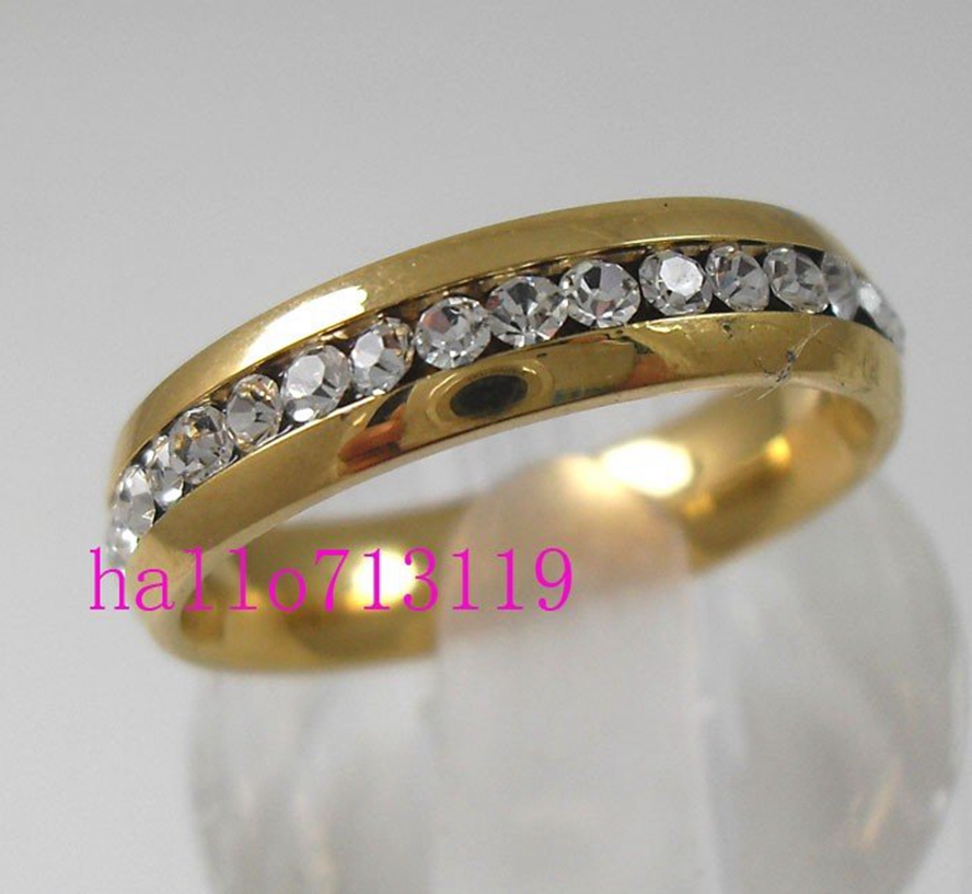30Pcs Golden Silver Zircon Comfortable stainless steel rings wholesale lot