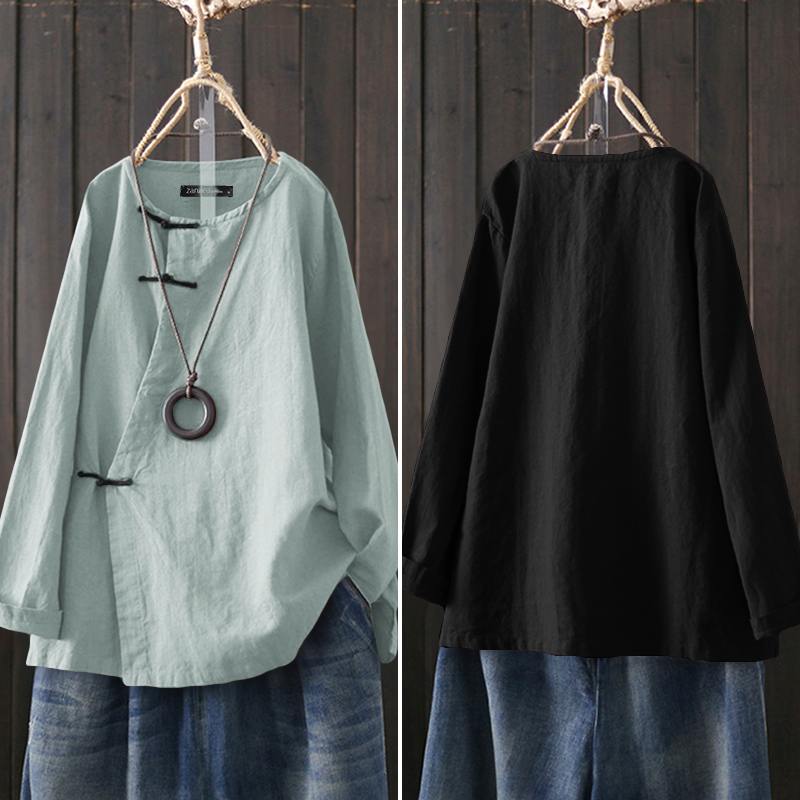ZANZEA Plus Size Women Tops and Blouses 2020 Vintage Female O Neck Tunic Tops Cotton Solid Buttons Down Blusas Chemiser Mujer 7, Black
ZANZEA Plus Size Women Tops and Blouses 2020 Vintage Female O Neck Tunic Tops Cotton Solid Buttons Down Blusas Chemiser Mujer 7, Black