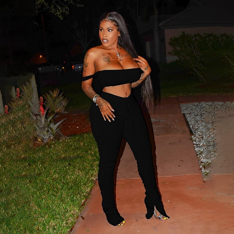 Trendy Summer Two Piece Set Women Sexy Club Outfits for Women Clothes 2020 Crop Top Stacked Leggings Set Party 2 Piece Pants Set