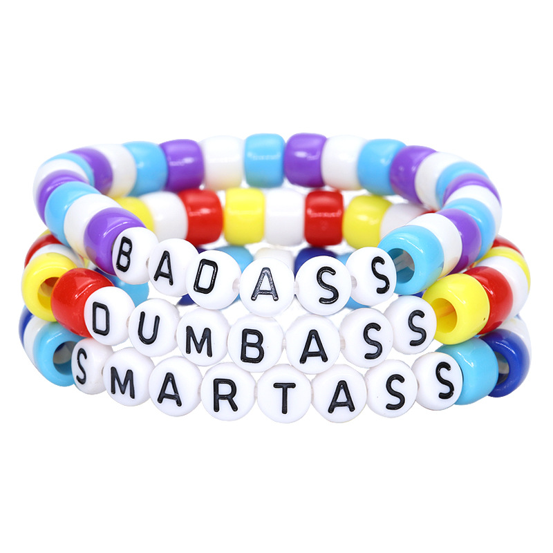 QIMOSHI 12PCS Friendship Word Bracelet Handcrafted Handmade Plur Accessory EDM Music Festival Words Letter Beaded String Bracelets Bangle