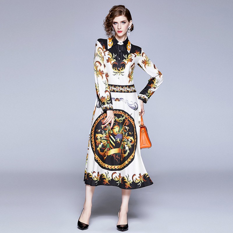 2020 Autumn winter fashion Casual women Turn-down Collar Maxi Dress Women long Sleeve Print Vintage Dresses, As picture
2020 Autumn winter fashion Casual women Turn-down Collar Maxi Dress Women long Sleeve Print Vintage Dresses, As picture