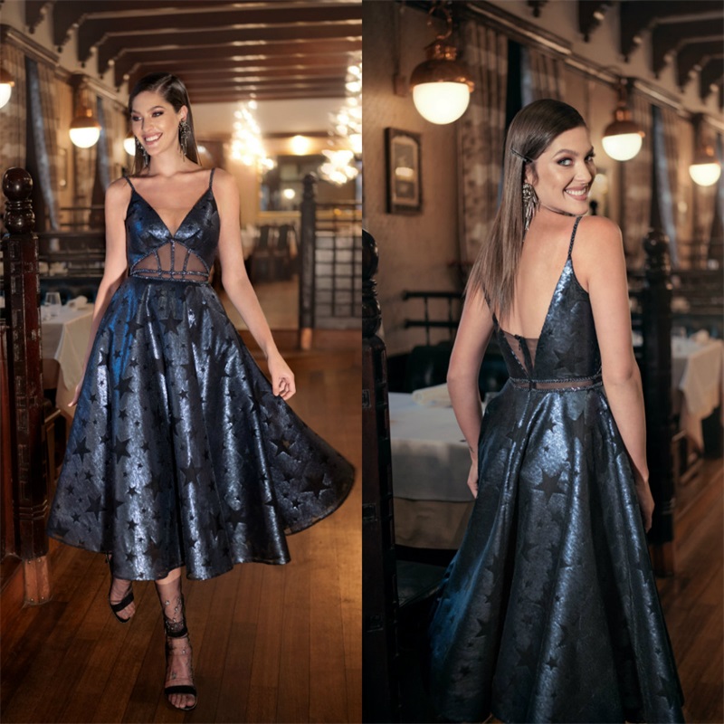 2021 Papilio Black Evening Dresses Sexy Spaghetti Strap Backless Star Leather Formal Party Gowns Sweep Train Custom Made Prom Dress