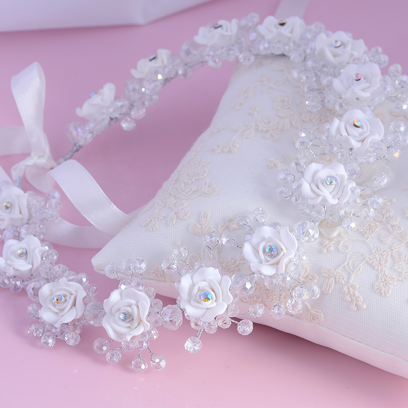 Bridal Wedding Hair Accessories Ornaments Flower Girl Headband Crown for Girls Birthday Crystal Tiara Floral Jewelry Headpiece Y200807