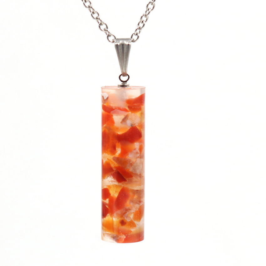QIMOSHI Handmade Raw Quartz Column Pendant Necklace for Women Men Crystal Point Pendants Jewelry