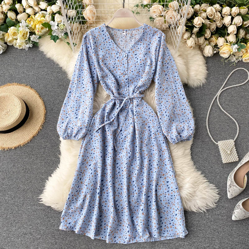 Lady Floral Print V-neck Retro Dress Women New Fashion Single-Breasted Lace-up High Waist Slim Long Sleeves Vestidos N642, Black
Lady Floral Print V-neck Retro Dress Women New Fashion Single-Breasted Lace-up High Waist Slim Long Sleeves Vestidos N642, Black