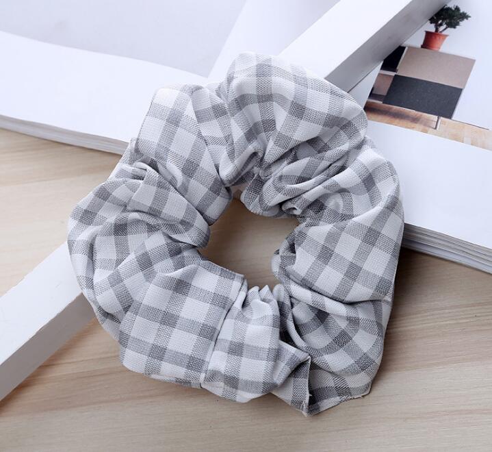 Spring and Autumn Cross-border Striped Polka Dot Polka Dot Houndstooth Large Intestine Hair Tie Fabric Head Flower Hair Ornament LY028