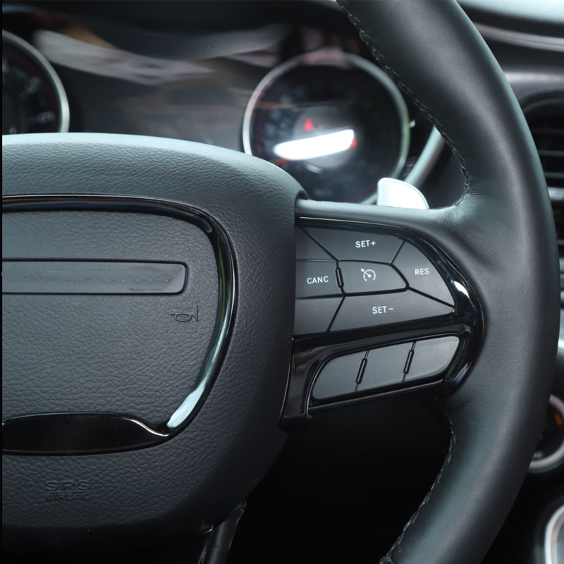 Black ABS Car Steering Wheel Trim Emblem Kit Sticker Decoration Cover for Dodge Charger 2015+ Interior Accessories